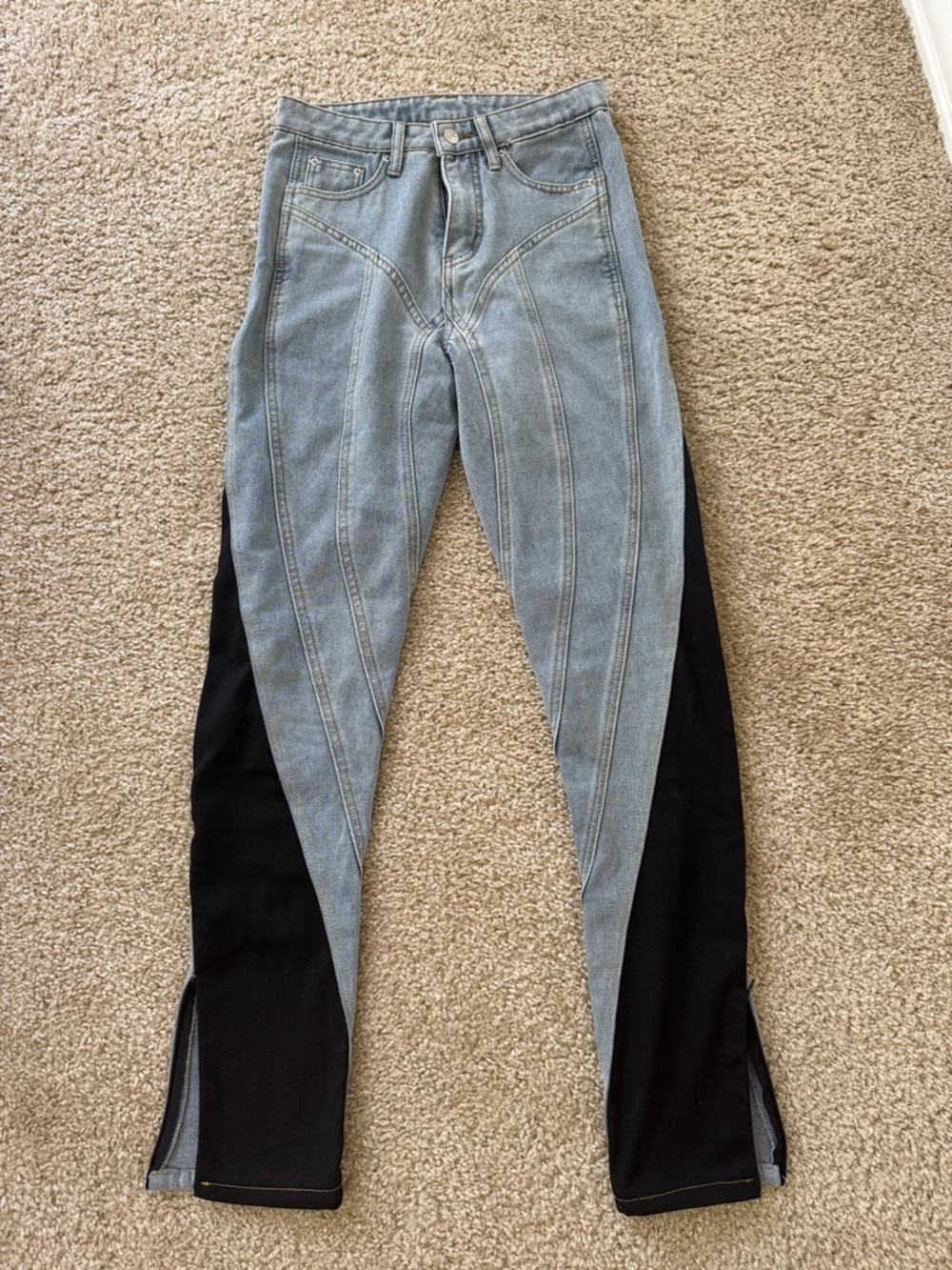 Women’s Black and Light Wash Spiral Skinny Jeans Mugler inspired S/4